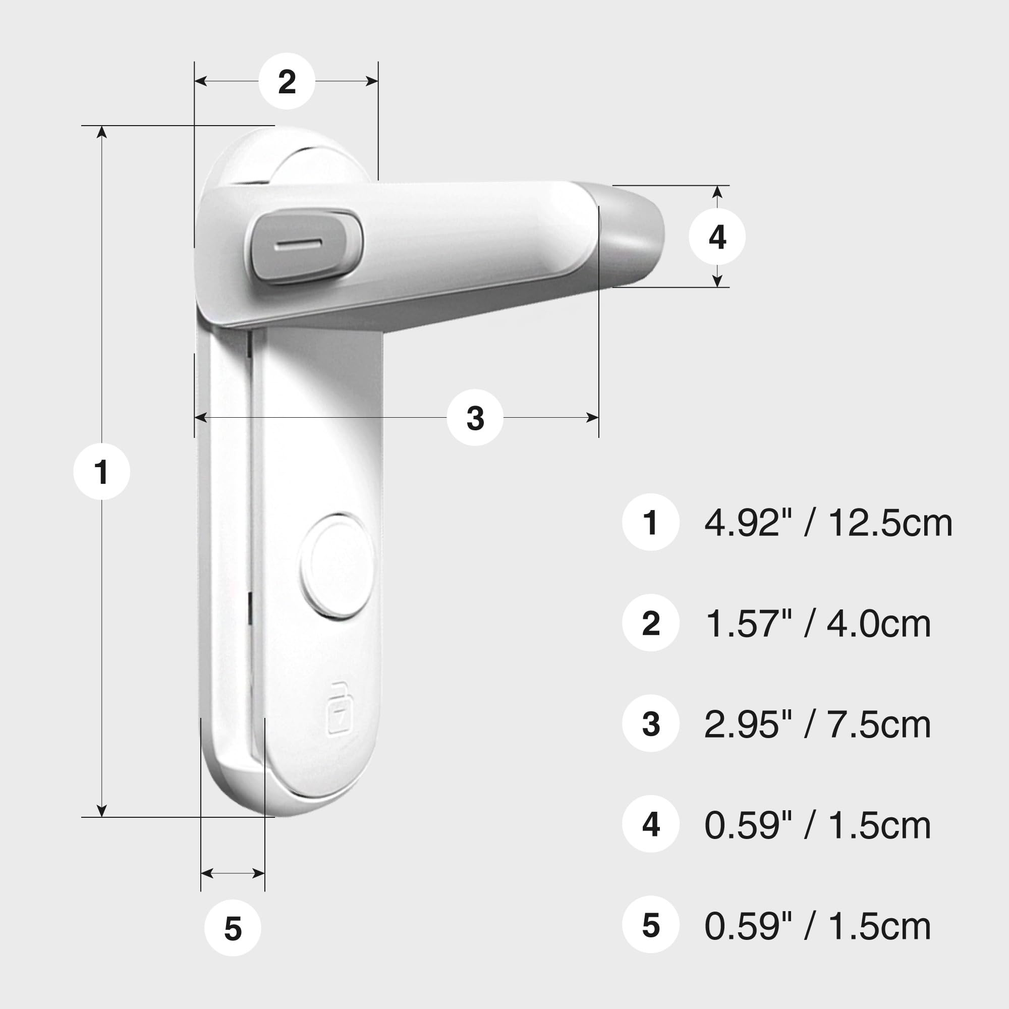 Moonybaby Cerradura de la manija de seguridad para niños, Fácil de instalar, Simple para operar, Sin herramienta, Adhesivo de alta resistencia(3M VHB), Sin residuos(2 Piezas)