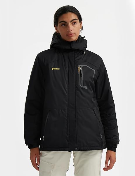 GEMYSE Donna Giacca da Sci impermeabile montagna Giacche Pile invernale antivento Cappotto con Cappuccio - 2