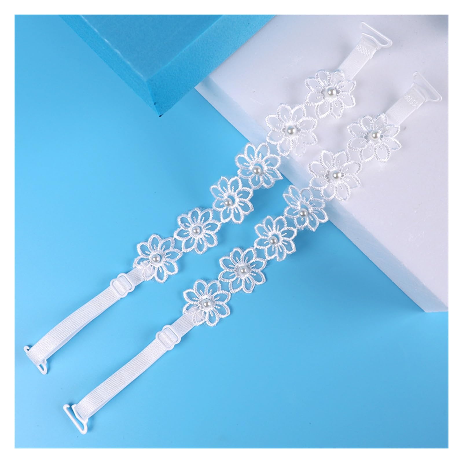 YGMNQAL Women Pearl Flower Lace Adjust Bra Straps Shoulder Strap Lingerie Transparent For Invisibility Underwear(White nylon strap)