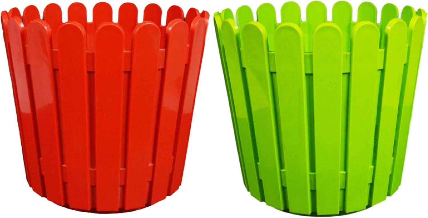 KHOJI Fence Flower Planter 11" Gamla (Green-Red, 2