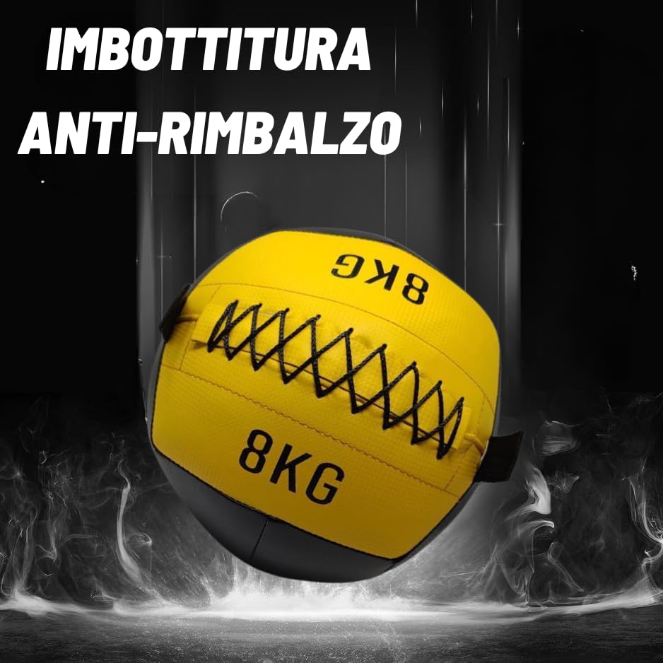 Palla medica fitness 8 Kg wall ball Multifunzione, Palla medica 8 kg in Ecopelle, Gym ball palle mediche crossfit