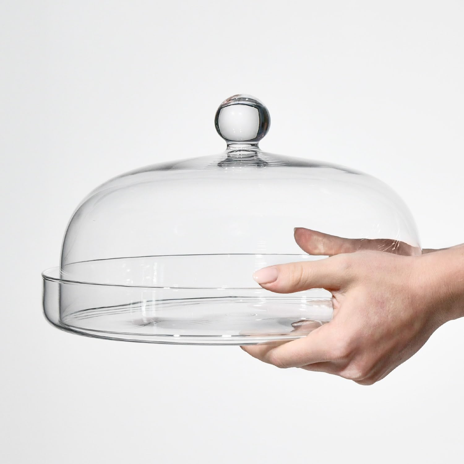 Krosno Plateau avec Cloche Elite, 28 cm, Verre de Haute Qualité, Plateau à Fromage Élégant avec Cloche, Idéal pour Fromages, Desserts, Présentations, Design Raffiné, Cristal sans Plomb