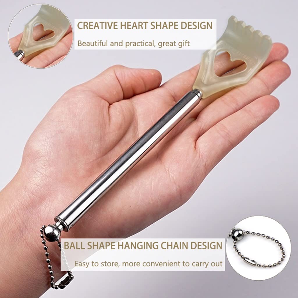 Rascador de espalda portátil y ajustable de acero inoxidable for mujer, con forma de corazón, ideal como regalo de cumpleaños.,Rascador de Picazón