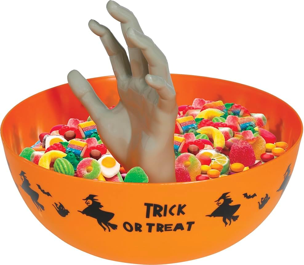 FIESTAS GUIRCA Halloween Party Bowl with Hand – Decorative Bowl – Orange