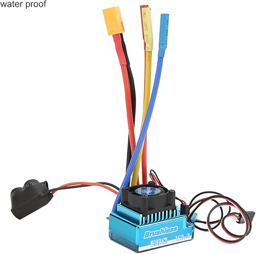 Miniatura 2 de ESC sin escobillas de 120 A, impermeable 2-4S, controlador de velocidad eléctrico programable ESC con aceleración de 9 niveles, enchufe XT60 a