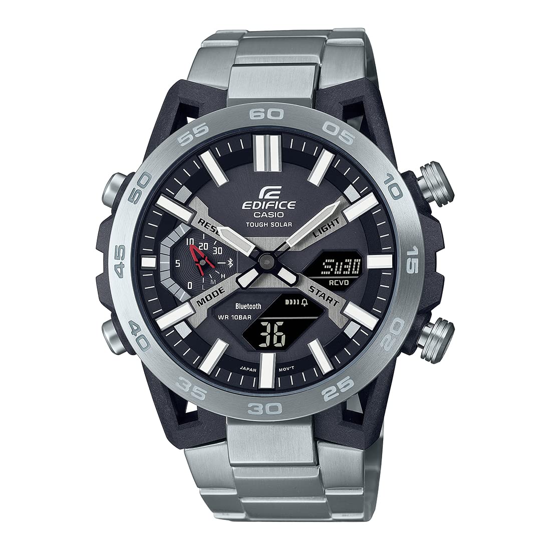 Casio Edifice ECB-2000D-1ADF Black Analog-Digital Dial Silver Stainless Steel Band Mens Watch Smartphone Link Tough Solar ED564 (B0BNVN6FJM) Amazon Price History, Amazon Price Tracker