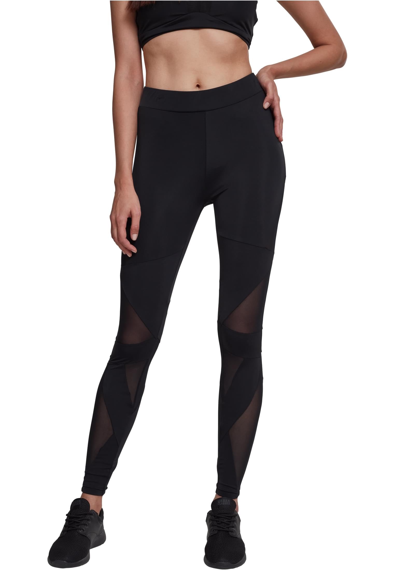 Urban Classics Ladies Triangle Tech Mesh Leggings Ladies Leggings Available in Many Sizes XS - 5XL, Black (Blk/Blk), XS