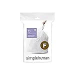 simplehuman Code F Custom Fit Drawstring Trash Bags in Dispenser Packs, 20 Count, 25-30 Liter / 6.6-8 Gallon, White