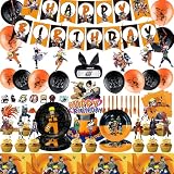 174 Anime birthday party supplies Decoration Includes Banner, Tablecloth, Cake Toppers, Napkins, Pla