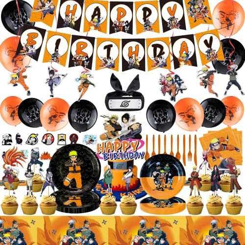 174 Anime Birthday Party Supplies Decoration Includes Banner, Tablecloth, Cake Toppers, Napkins, Plate, Headband, Cupcake Toppers, Stickers, Balloons, Party Decorations For Boys #TOP11