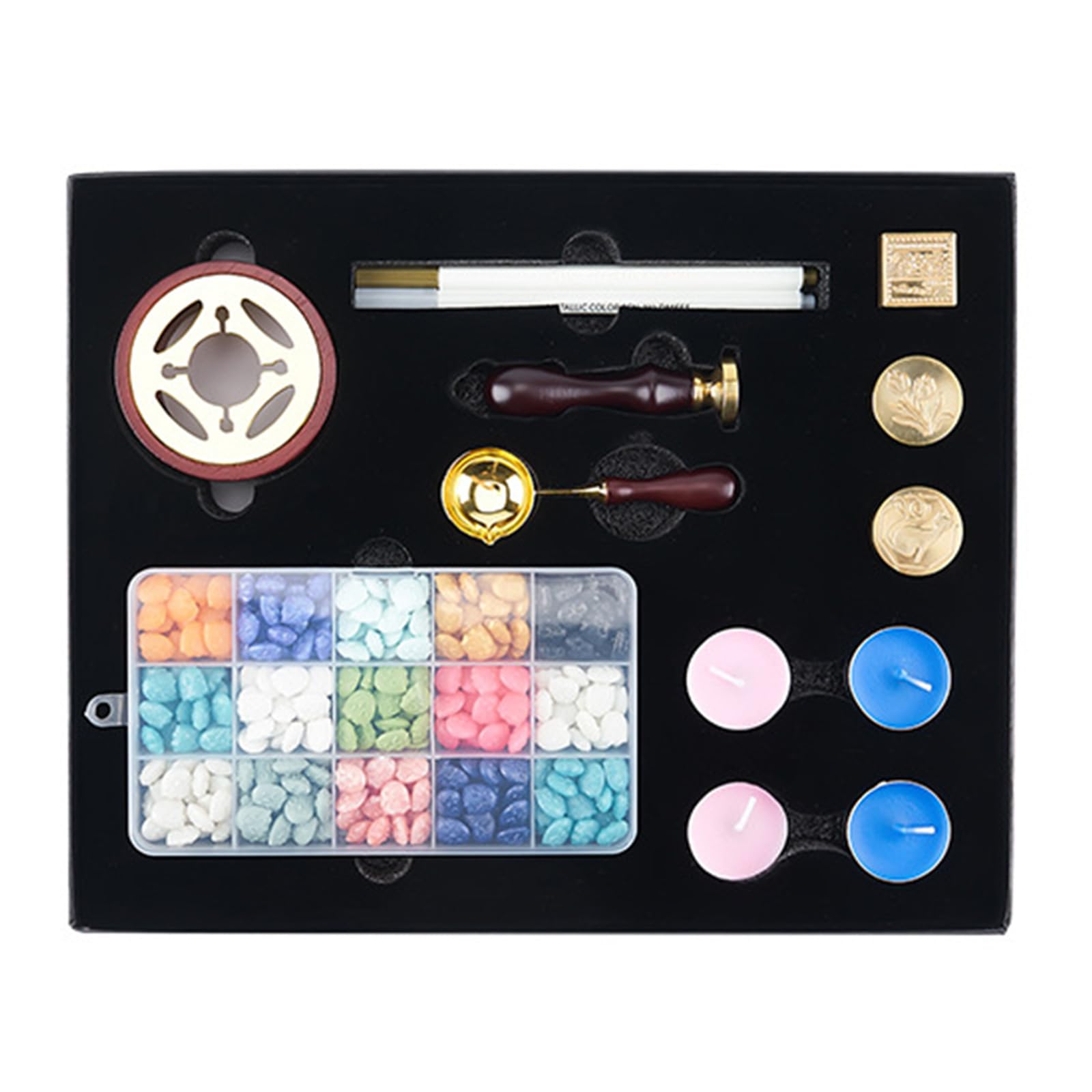 Kalttoy Sealing Waxes Set Waxes Seal Stamp Set with Seal Beads Stamp Sealing Warmer for Gift Envelope Craft Beads for Gift Envelopes
