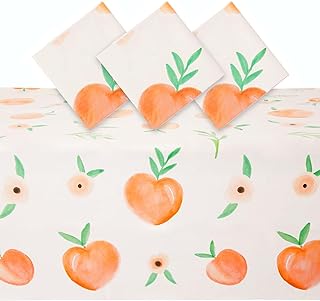 3 Pack Sweet Peach Tablecloths, 54x108 Inch Table Covers for Birthday and Baby Shower Party Supplies