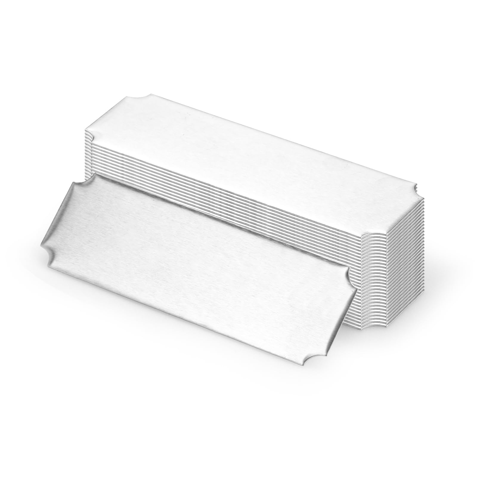 Modixun 30 Pack Name Plates with Adhesive Backing, Laser Engraving Blanks, Metal Aluminum Personalized Trophy Plate Engraved Plaque Custom Name Tag, 7.5 x 2.5cm, Silver