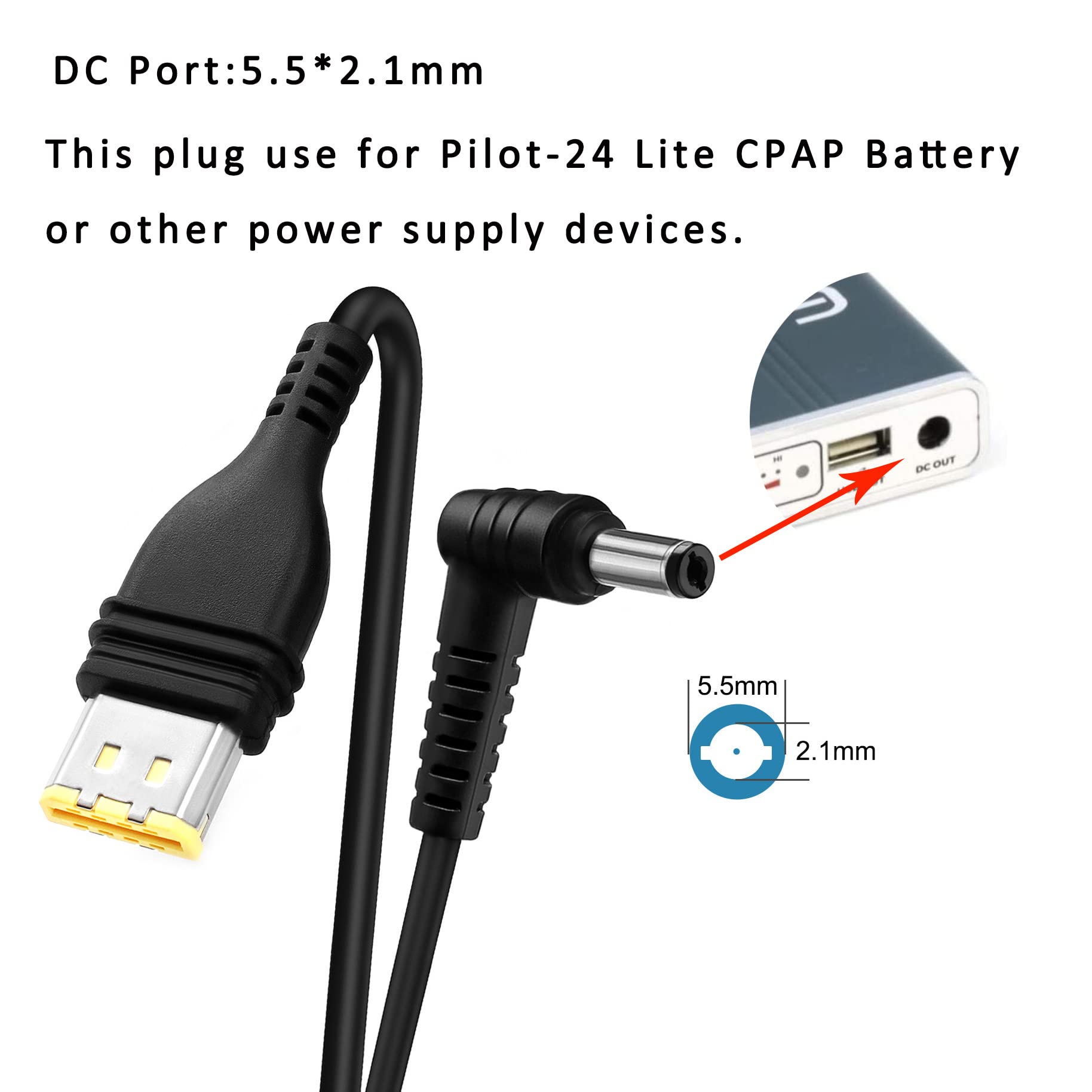 DC 24V Power Cord Convert Cable for ResMed AirSense 11 AutoSet CPAP ResMed 390010 R390-7230 Air11 PSU 65W 39205 E1399