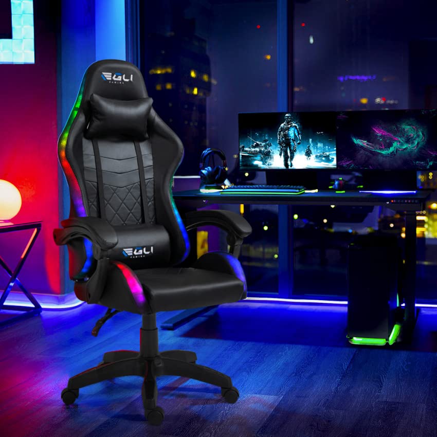 Produce Shop Sedia Poltrona Gaming LED RGB ergonomica Ufficio Cuscino Lombare poggiatesta The Horde