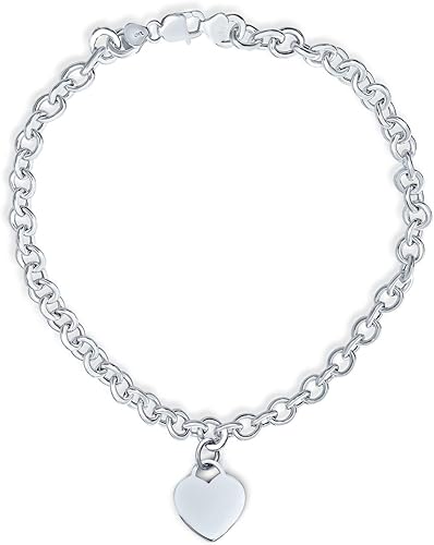 Miniatura 2 de Bling Jewelry Pulsera personalizada de eslabones sólidos en forma de corazón de 7.5 y 8 pulgadas, collar de 16 pulgadas para mujeres y adolescentes,