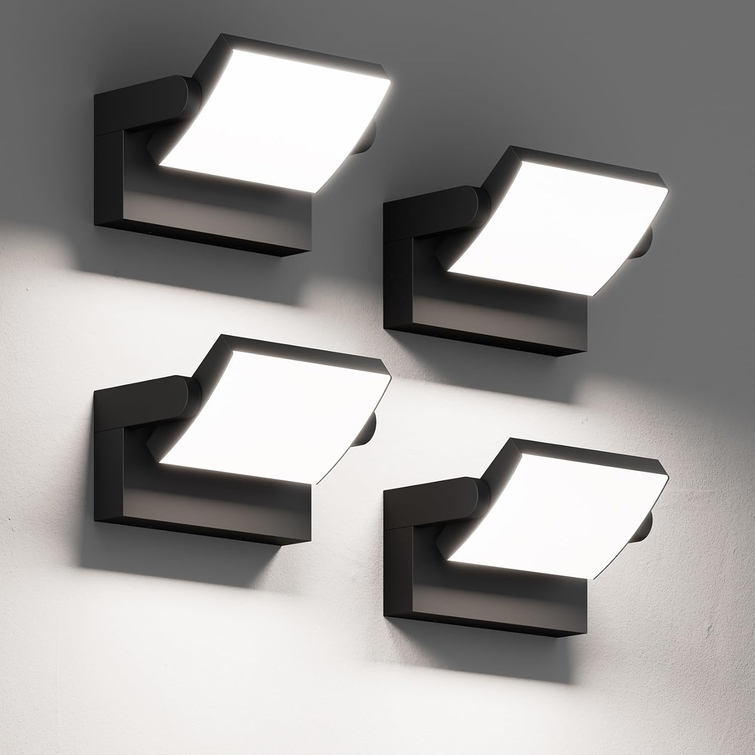 40W LED Outdoor Wall Lights, 5500K Modern Exterior Light Fixtures, IP65 Waterproof Flood Lights, 360 ° Adjustable Head Black Porch Lighting for House