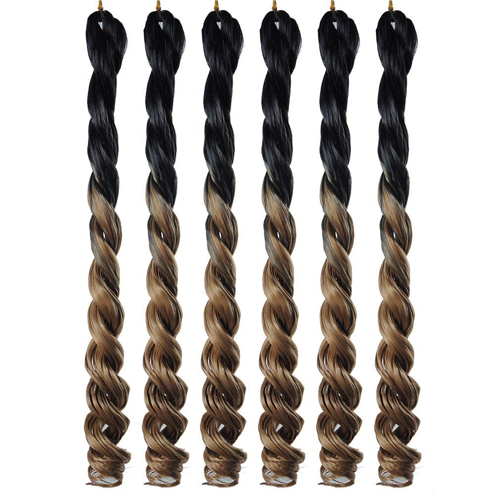 Eunice hair 6 Pack Ocean Wavy Crochet Braids Ombre Bouncy Curl Twist 20 Inch Synthetic Braiding Extensions 100g/Pack (T1B/27)
