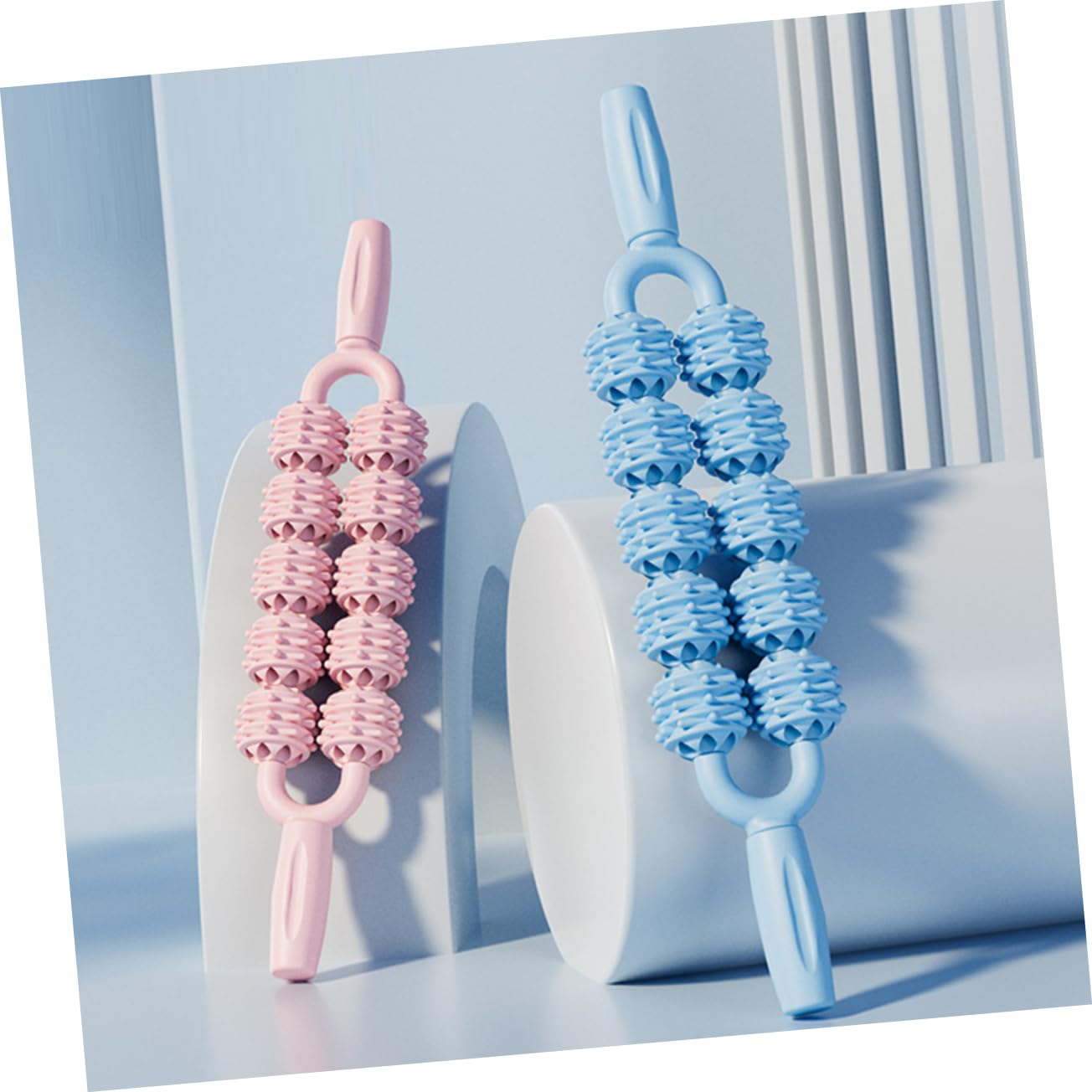 Beaupretty 2pezzi Massaggiatore a Rotella in Plastica e Metallo Ergonomico Per Muscoli Della Schiena e Gambe Portatile Per Rilassamento e Recupero Atleti
