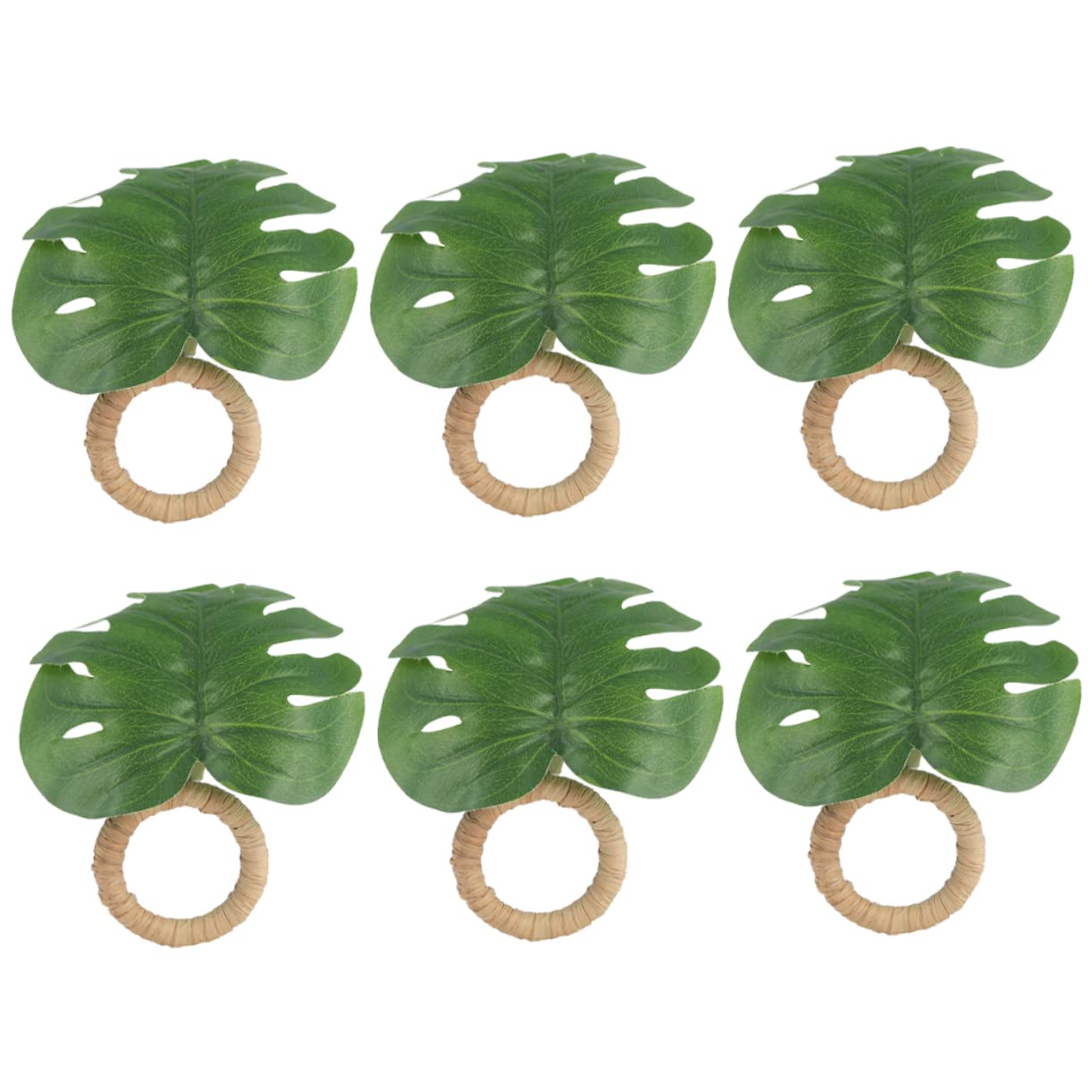 2 Set Portatovagliolo Vegetazione Portatovaglioli Per Tavoli Fiesta Arredamento Con Naturale Lascia Portatovaglioli Fibbia Del Tovagliolo Del Tavolo Da Pranzo Cannuccia 6 Pezzi*2