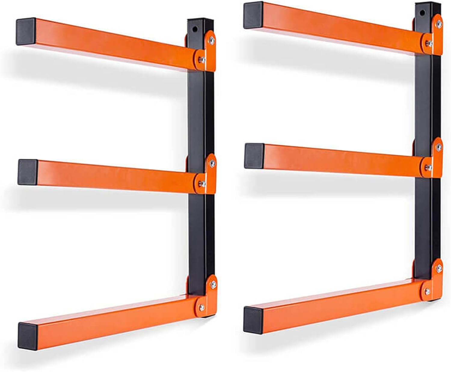 3-Tier Lumber Storage Rack Heavy Duty Wall Mounted, Wood Organizer Shelves for Wall Storage, Garage Storage Organization - Indoor & Outdoor Use (Orange - 2 Pack)