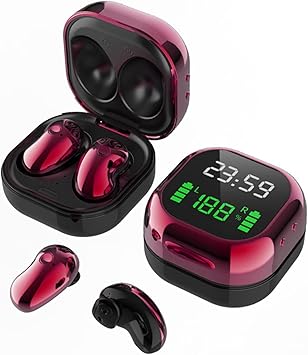 usdian in ear lightweight wireless bluetooth headset built in microphone immersive sound triple true display with charging case wine