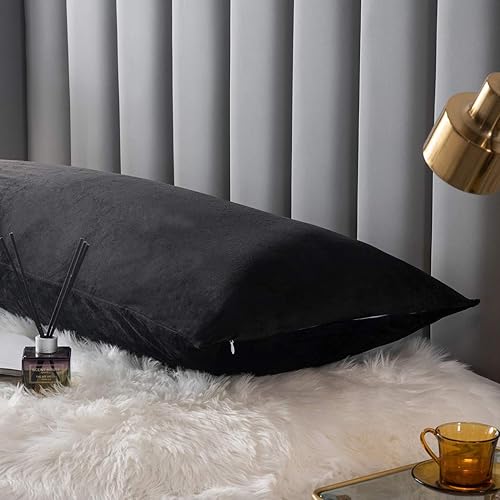 Miniatura 10 de Funda de almohada corporal de terciopelo con cremallera oculta, suave y acogedora, funda de almohada de franela con cremallera (20 x 48 pulgadas,