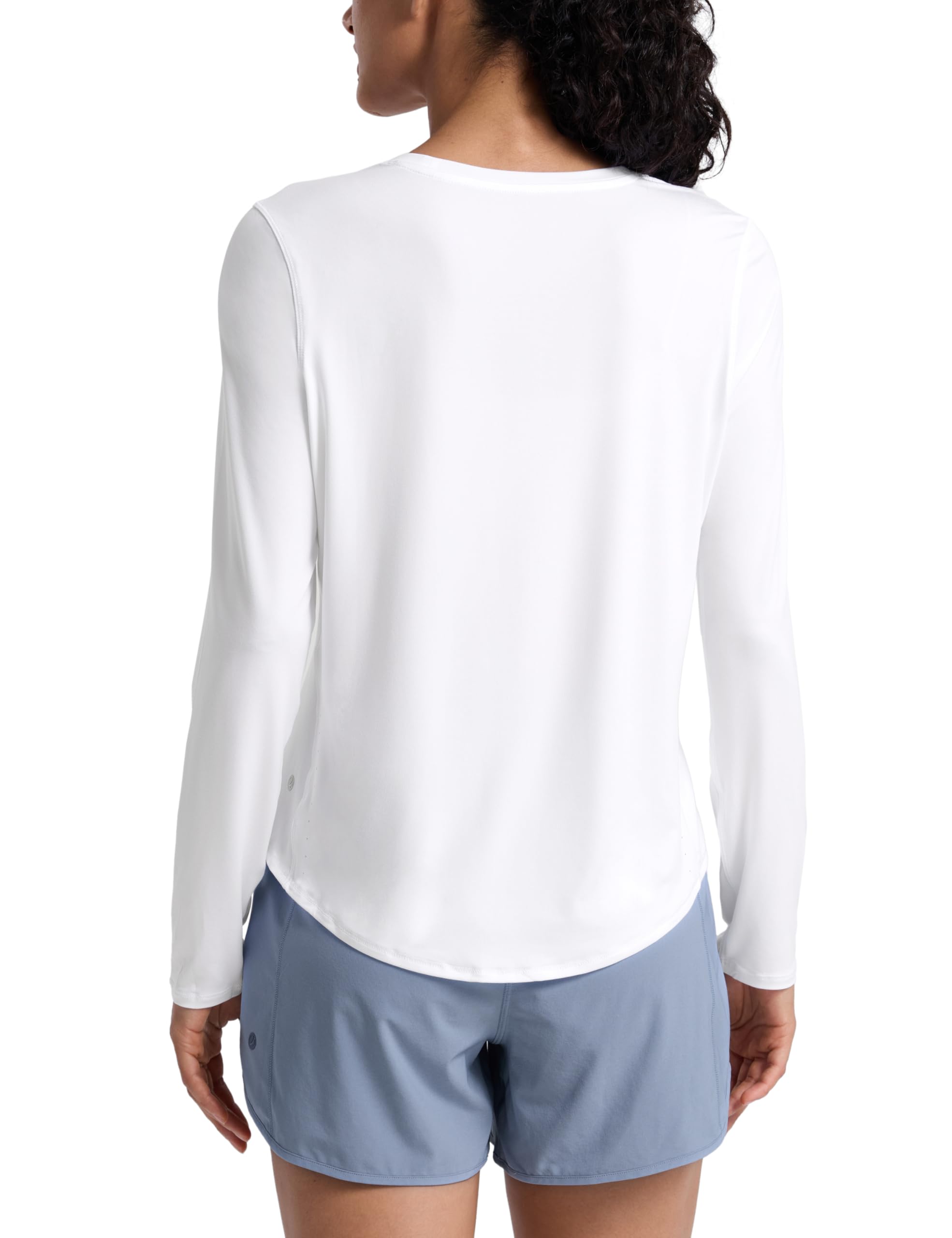CRZ YOGA Ligero Top Manga Larga Cuello Redondo | Entrenamiento, Absorbe Humedad, Corte Clásico, Longitud Cadera, Detalles Reflectantes, Camisas para Mujer