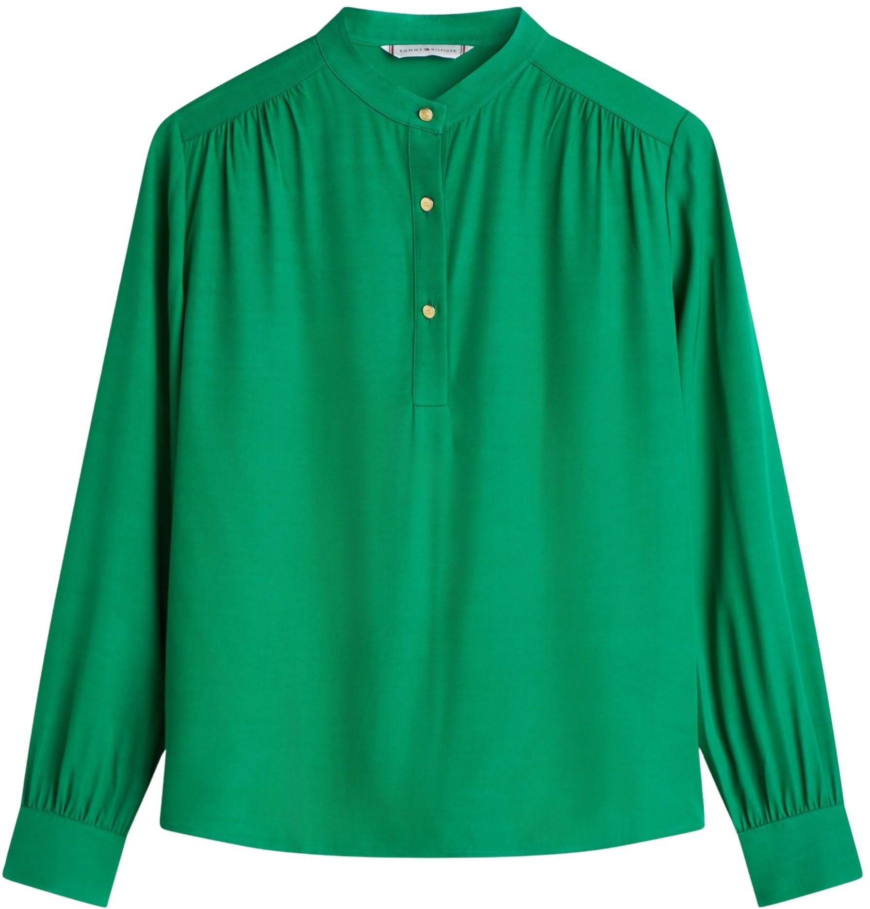 Tommy Hilfiger Bluzka damska VIS Twill V-NK WW0WW48178 L/S bluzki, zielona (nouveau green), 38, Zielony (Nouveau Green), 64