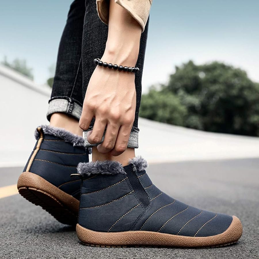 Bottes D'hiver Homme Susenstone - Coton épais, Fourrure, Lacets, Pour Randonnée Et Extérieur - Taille 39 à 46