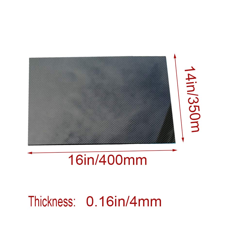 3K Fibra de Carbono Placa de Fibra de Carbono Planeado Placa de Placa de Placa Brillante Tejido Marco Laminado Puro para RC Drone Quadcopter,350mm x 400mm x 4mm