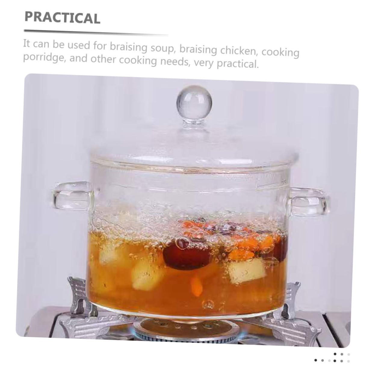 2 Stück Glas Kochtopf 1500ml Hitzebeständiger Glaskochtopf aus Borosilikatglas für Langsames Schmoren und Suppen im Haushalt und Kochen