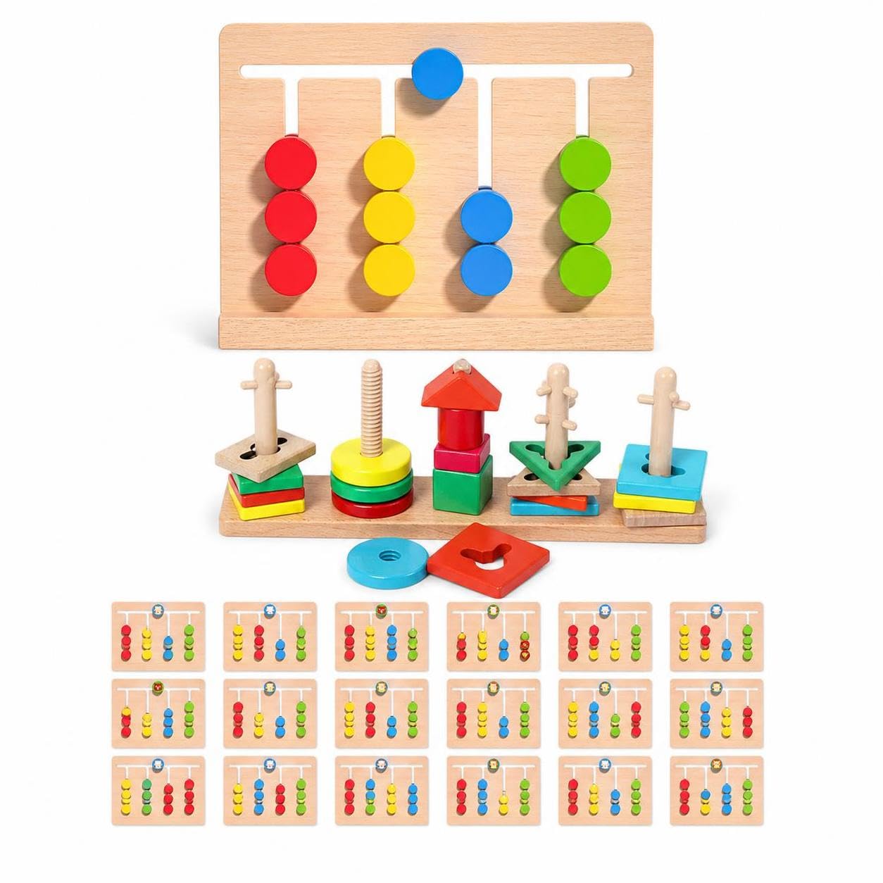 Pädagogisches spielzeug, Buche + bunte Stapelsäulen