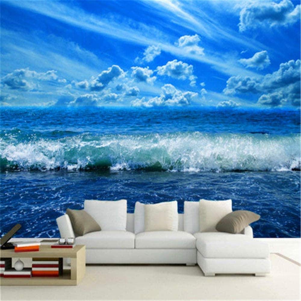 Amazon Djskhf 3d壁壁画壁紙カスタム青空海波自然風景写真3dパネル壁リビングルーム寝室フレスコ画 100x50cm 壁紙