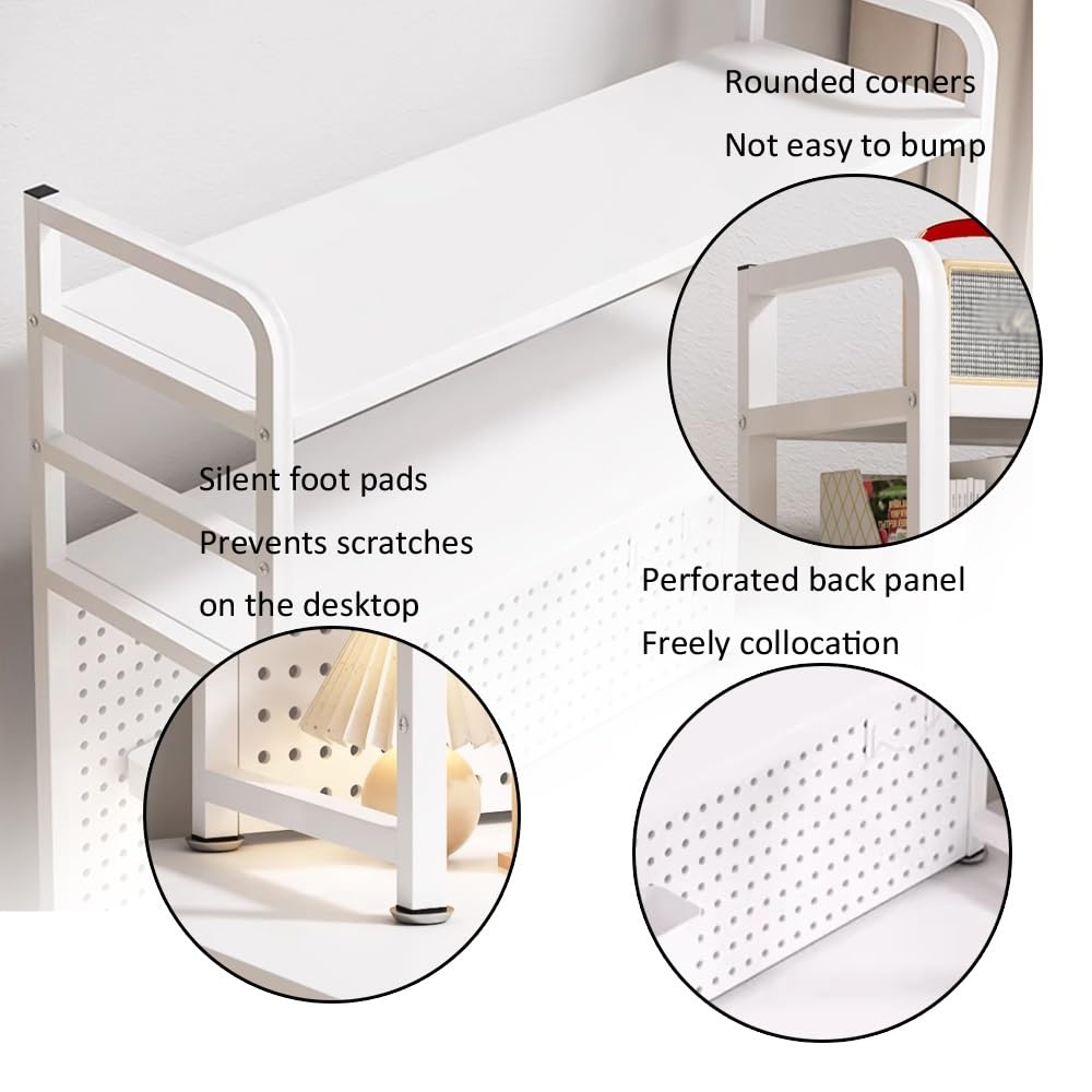 DIY Schreibtisch-Bücherregal, Metallstruktur, Aufbewahrungsregal, Computertisch, Bücherregal, schwarz, 55 x 20 x 98 cm, stilvolles Heimbüro, modernes Design für Bücher und Dekoration