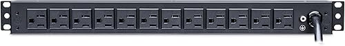 Miniatura 9 de CyberPower RKBS15S4F8R Protector contra sobretensiones para barra de raqueta, 120V15A, 12 tomas, cable de alimentación de 15 pies, montaje en rack 1U