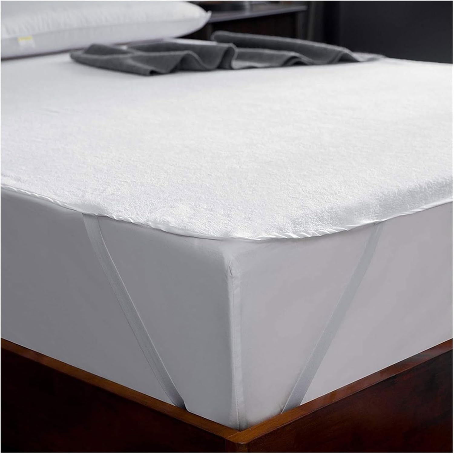 Twin X-LongTwin Full Queen King Cal K NiaKing Size Waterproof Mattress Protector with Elastic Band Straps Soft Comfortable Breathable Cotton Mattress Cover Protector Fitted Sheet ( Color : White , Siz