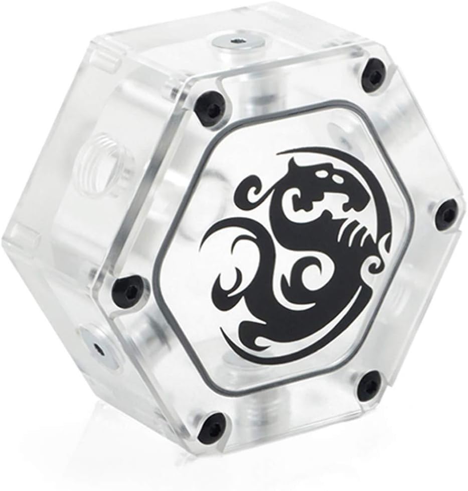 Bitspower Water Tank Hexagon 34 (Acrylic Version) - Desktop Computer Water Cooling Systems Copper & Acrylic Material - 1 Multi-functional Design - PC Water Cooling