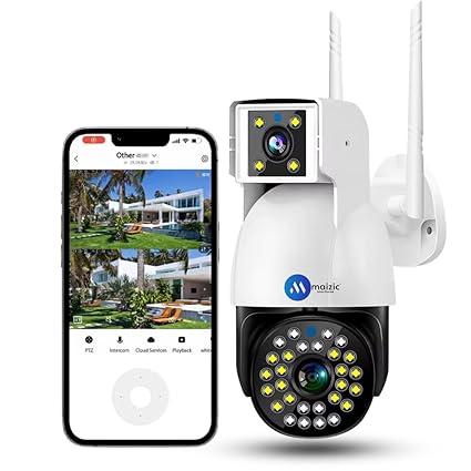 Maizic Smarthome 4G Sim Card Supported Dual-Lens (5MP+5MP) Pan-Tilt Zoom CCTV Camerafor Home, Outdoor Indoor Security Camera, IP66 Waterproof, 2 Way Talk, Color Night Vision, Motion Detection