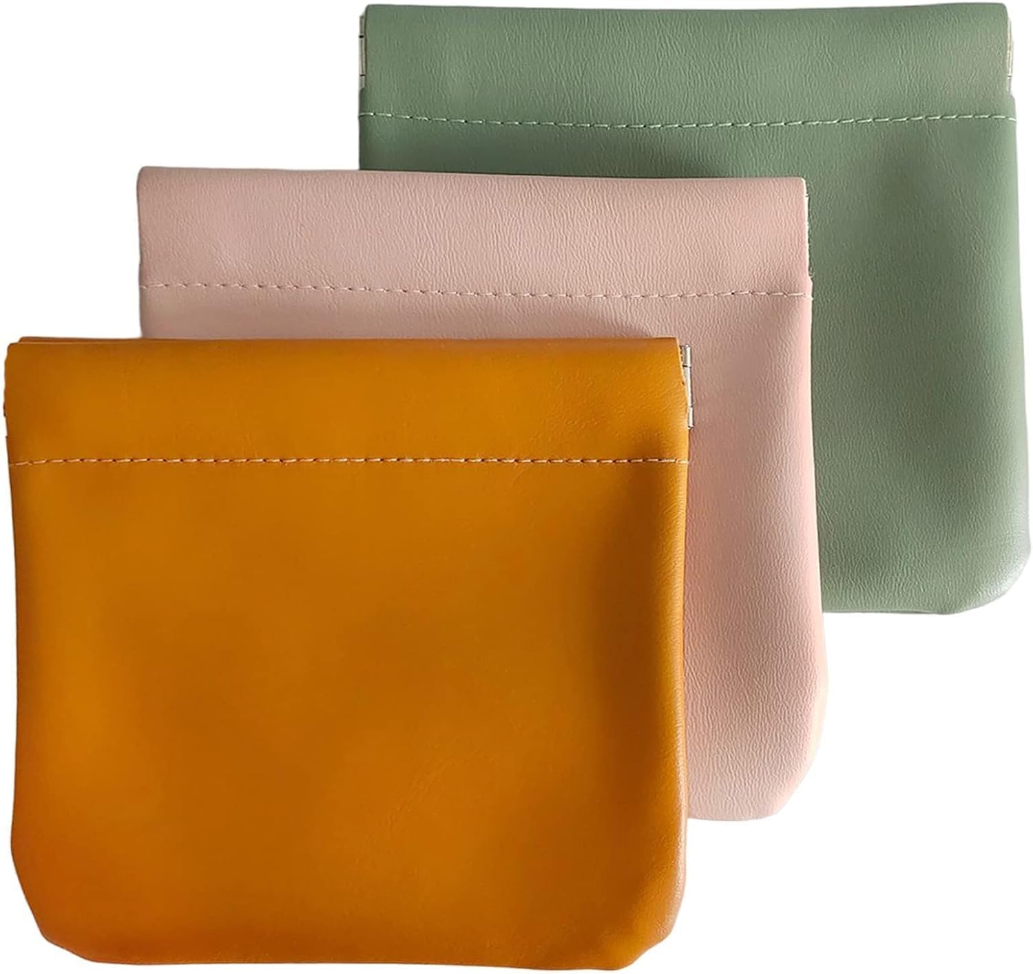 Aputue Çanta için makyaj çantası, 3 adet su geçirmez fermuarsız kendiliğinden kapanan küçük makyaj çantası, çanta için taşınabilir yumuşak pürüzsüz pouch, PU deri sıkmalı kozmetik çantaları kadınlar