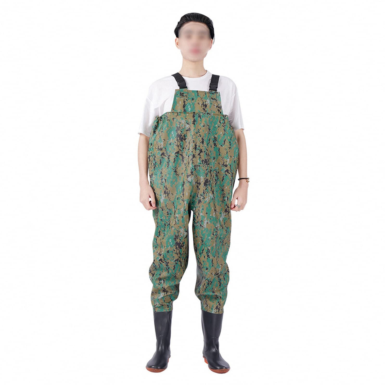 Pantalones con Pechera para vadear el Pecho para Hombre con Botas de Lluvia, Overoles de Nailon Resistentes a la abrasión, Pantalones Impermeables para Estanque de Pesca