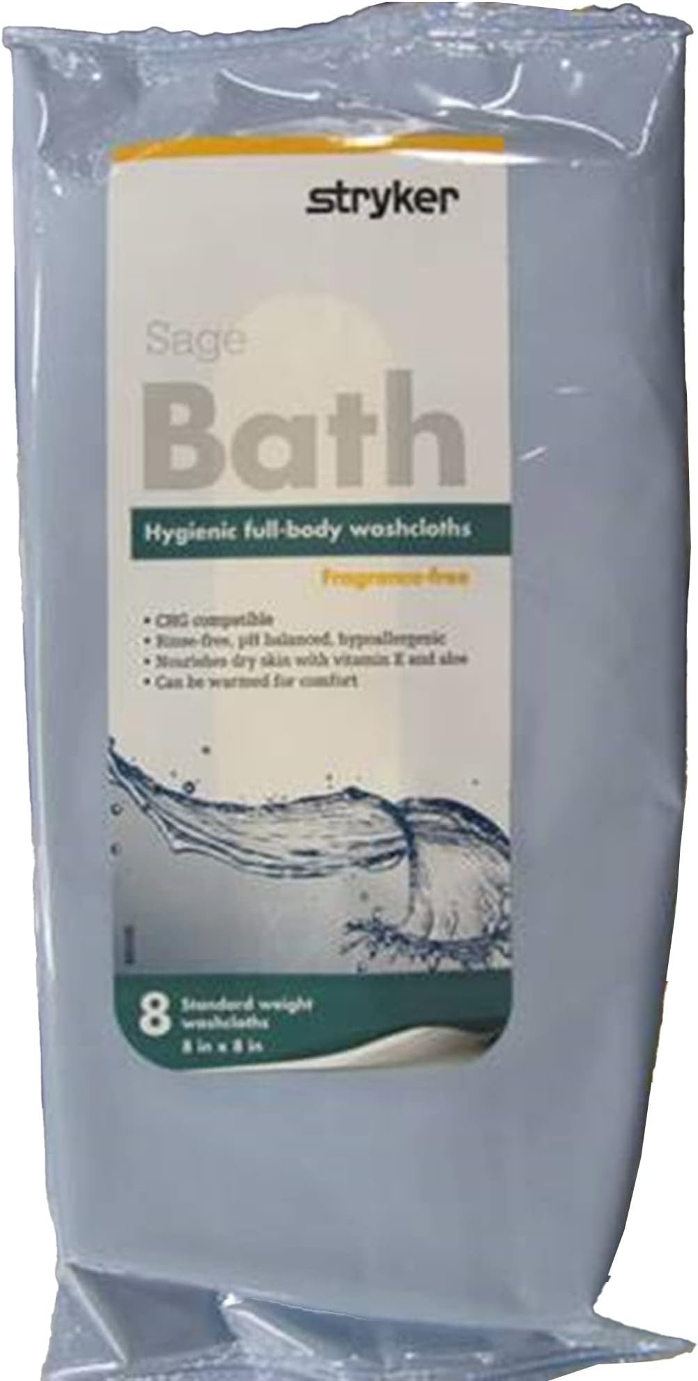 Sage Bath 7989 Pack of 8 Cleansing Washcloths Fragrance & Rinse Free Standard Weight