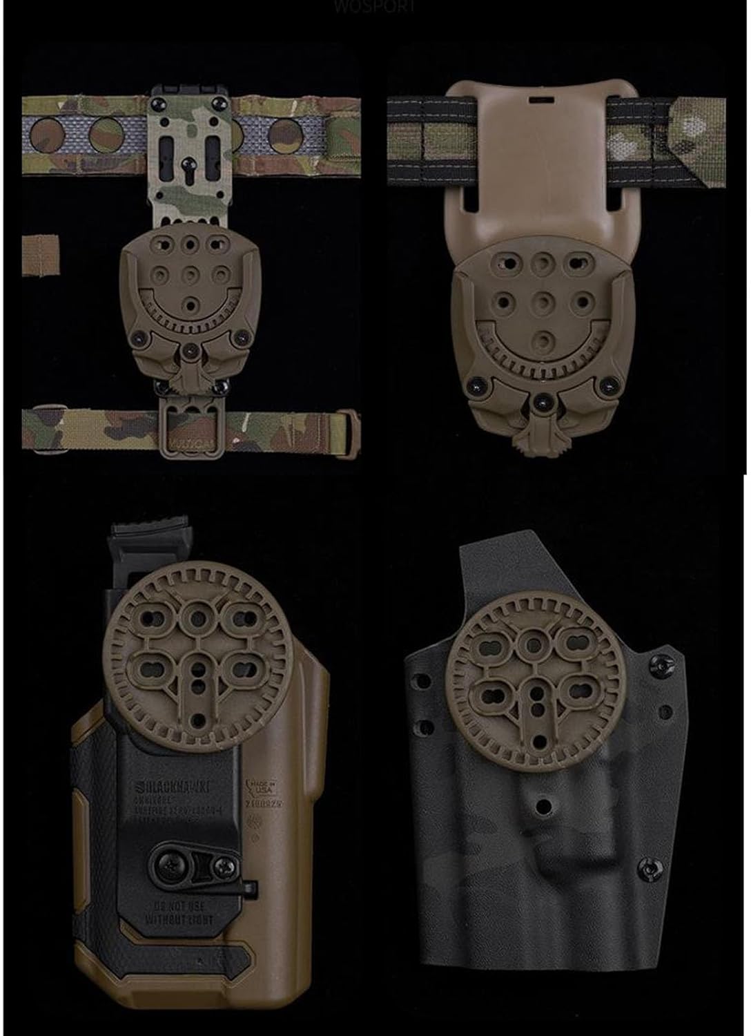Mid-Low Ride Holster Adapter Drop Leg Belt Loop Platform and 360 °Rotation Holster Adapter Receiver Mounts with Molle Strap Leg Shroud (Camo)