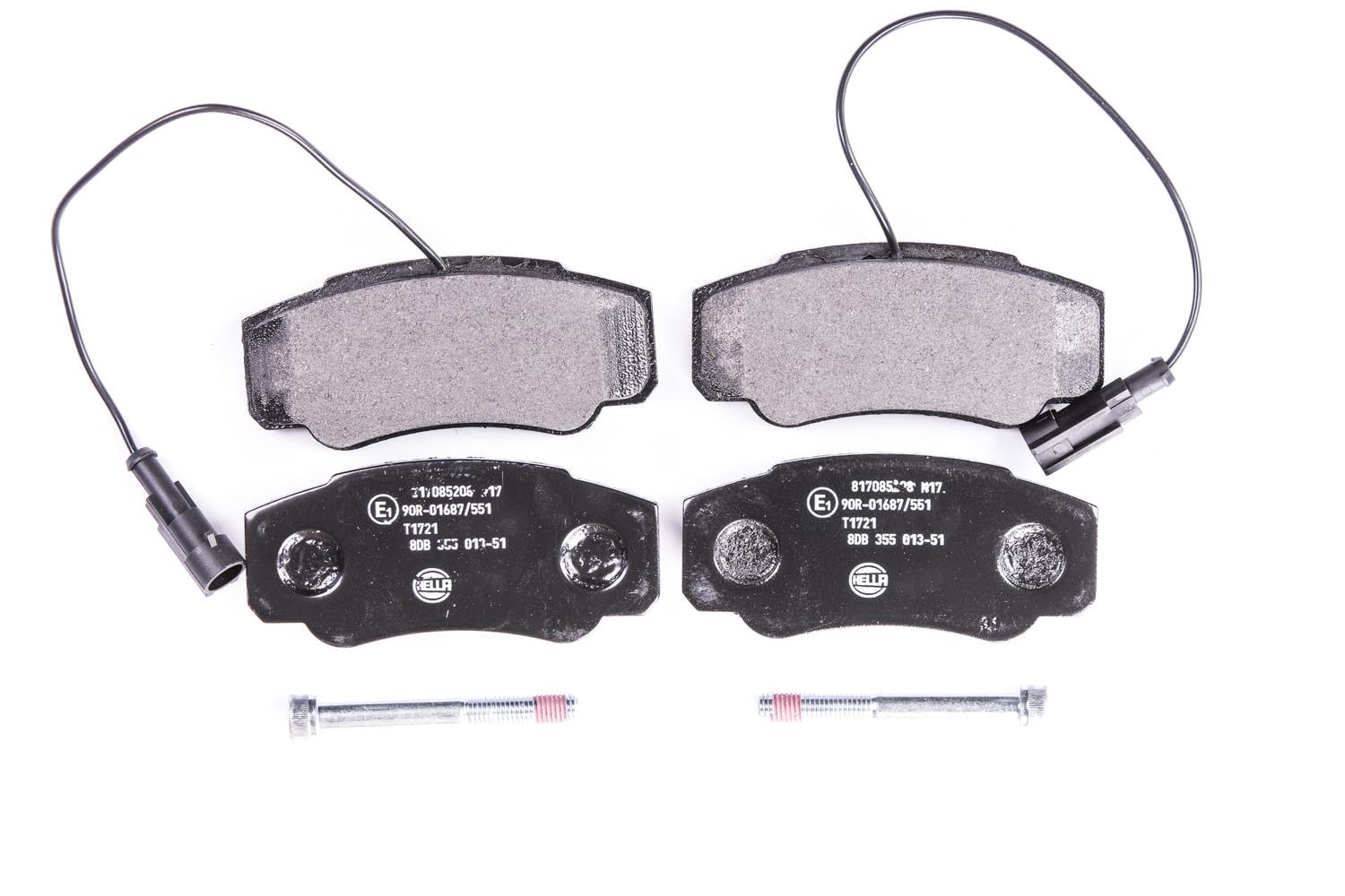 HELLA 8DB 355 013-511 Brake pad set - with integrated wear warning contact - T1721 - for e.g. NISSAN