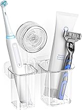 Toothbrush Holder, Set of 2, Wall Hanging, Floating Storage, Strong Vacuum Suction Cup, Easy Installation, Toothpaste Shaver, Storage Together