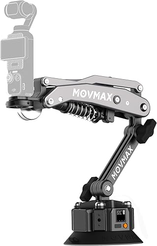 MOVMAX - Kit de succión electrónica con brazo de cuchilla, soporte de coche con brazo amortiguador para DJI Pocket 3, GoPro Hero 13, cámaras de