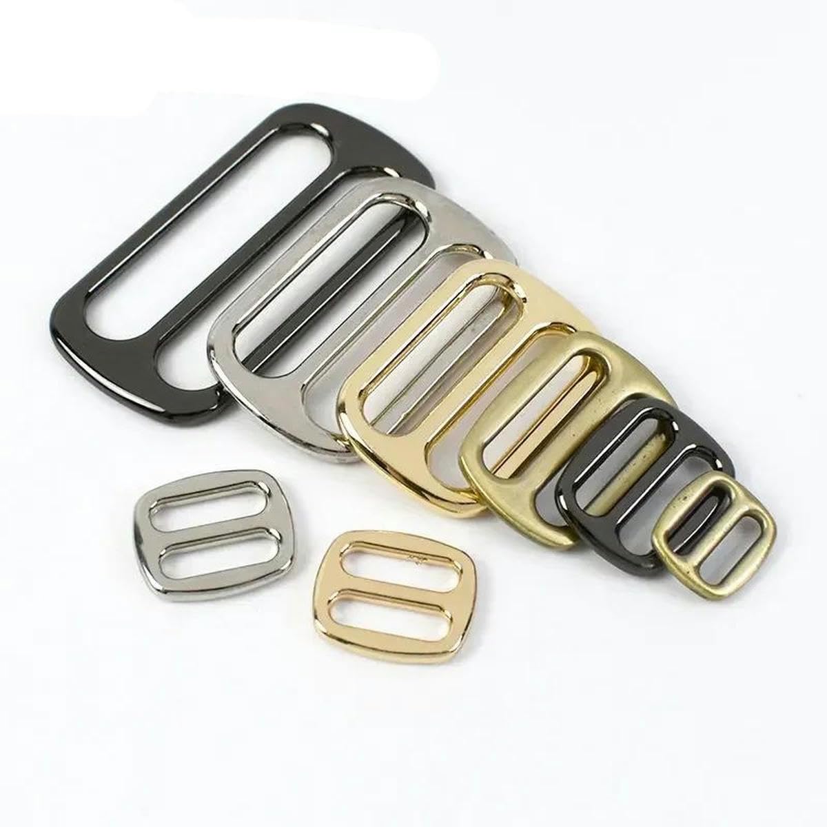 Gürtelklammern, 10 Stück 12–50 mm Taschenschnallen for Gürtel, Rucksack, Metallschieber, Tri-Glide-Einsteller, Schnalle, Gurtband, Verschluss, DIY-Nähzubehör(Gunblack,38mm)