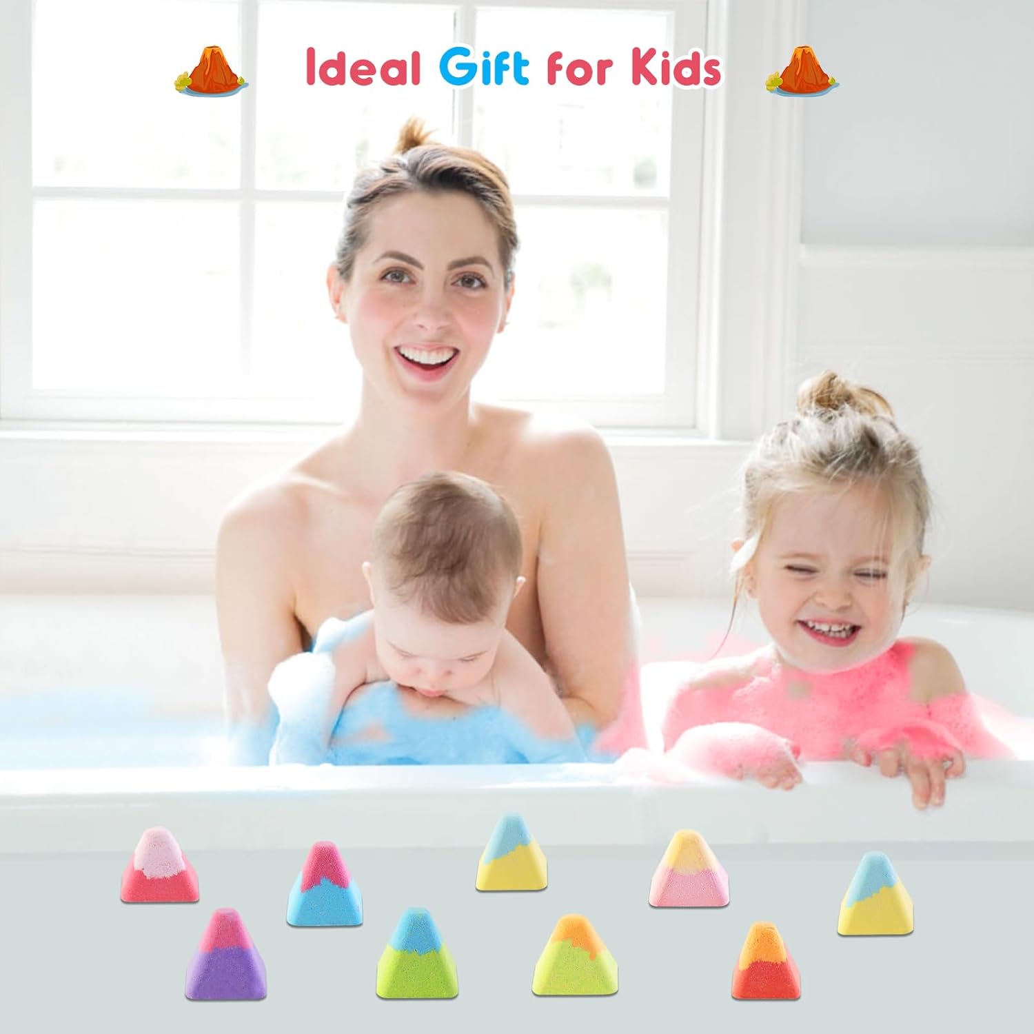 NPET 12Pcs Volcano Bath Bombs Set, Unique Macaroon Color Volcano Design Bath Bombs, 12 Different Scents Bath Bombs for Relax Skincare Favors for Kids Boys Girls