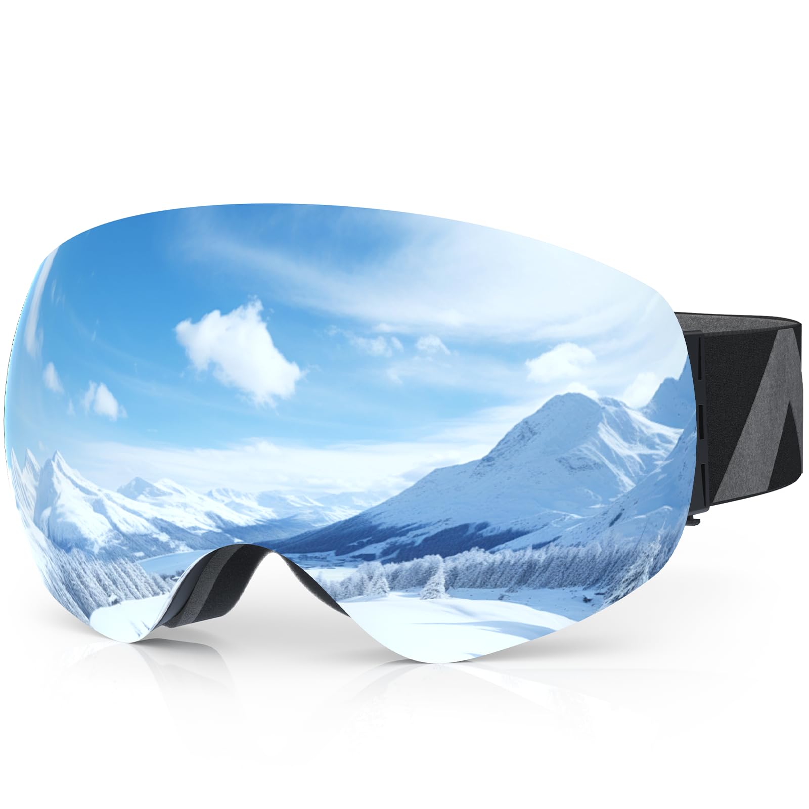 OTG - Occhiali da sci e snowboard, unisex, protezione UV al 100%, anti-appannamento, per sport e neve, colore: argento