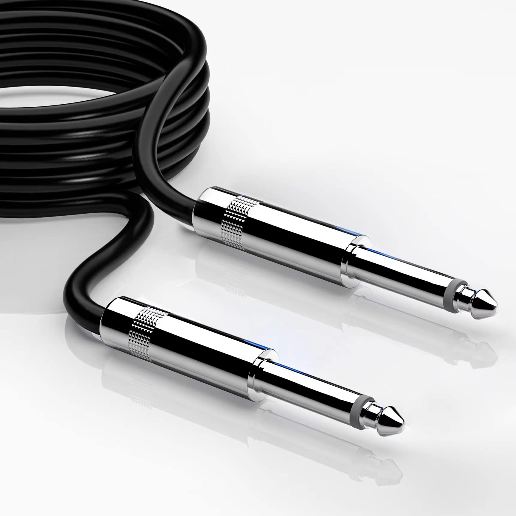 Paquete de 2 cables TS profesionales de 1/4 pulgadas de 1/4 pulgadas, cable de interconexión estéreo TS profesional de 1/4 pulgadas a 1/4 pulgadas